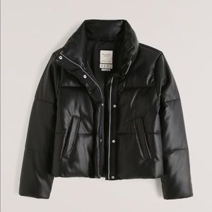 NWT Abercrombie Vegan Leather Mini Puffer - Black
